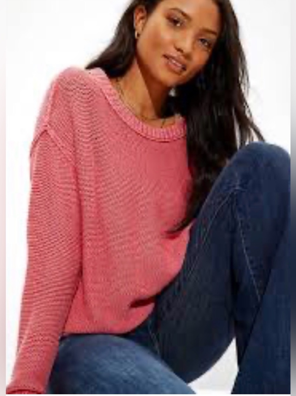 American Eagle Easy Oversized Crewneck Coral Pink  Sweater Size Medium